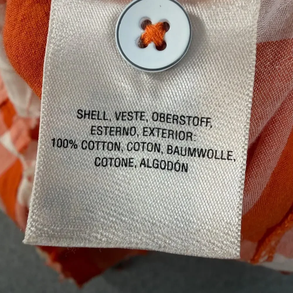 Maeve Orange and White Gingham Button-Front Blouse - Picture 7 of 10